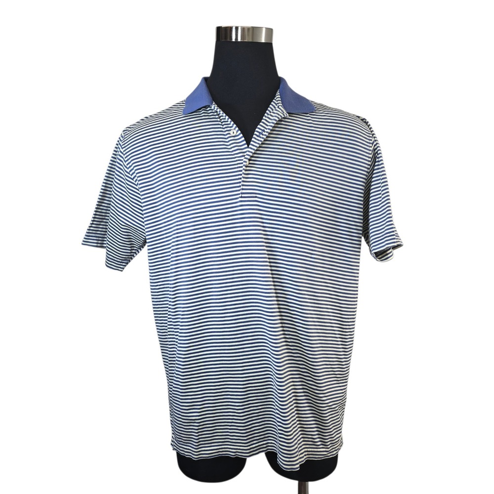 Peter Millar Polo Shirt Mens Large Striped Short Sleeve Golf‎ Casual